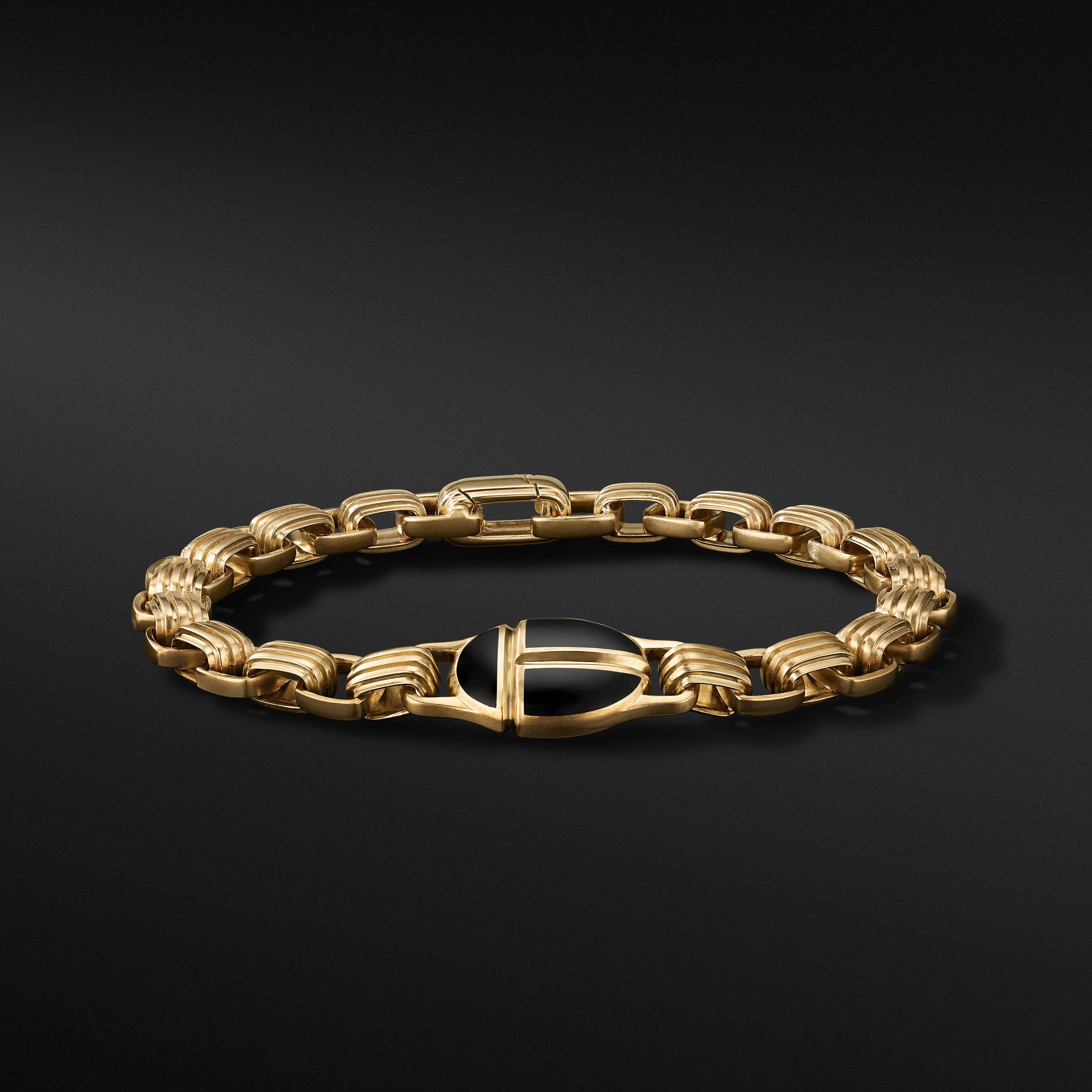 Cairo Chain Link Bracelet in 18K Yellow Gold with Black Onyx