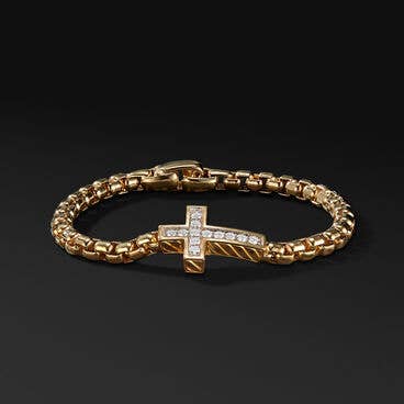 Pavé Cross Bracelet in 18K Yellow Gold with Diamonds