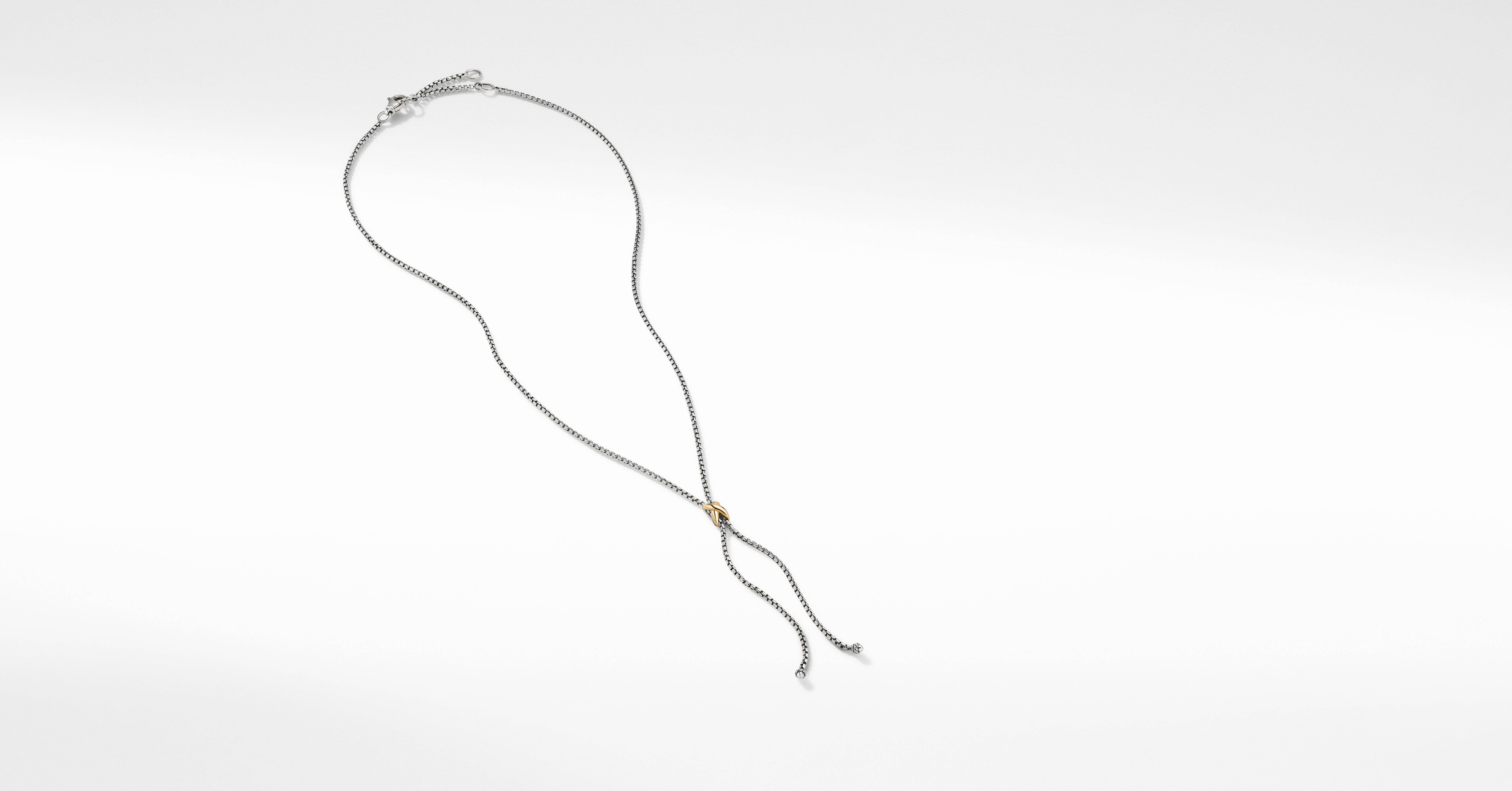 David Yurman | Petite X Lariat Necklace in Sterling Silver with 18K Yellow Gold