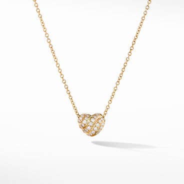 Cable Collectibles® Heart Pendant Necklace in 18K Yellow Gold with Pavé Diamonds