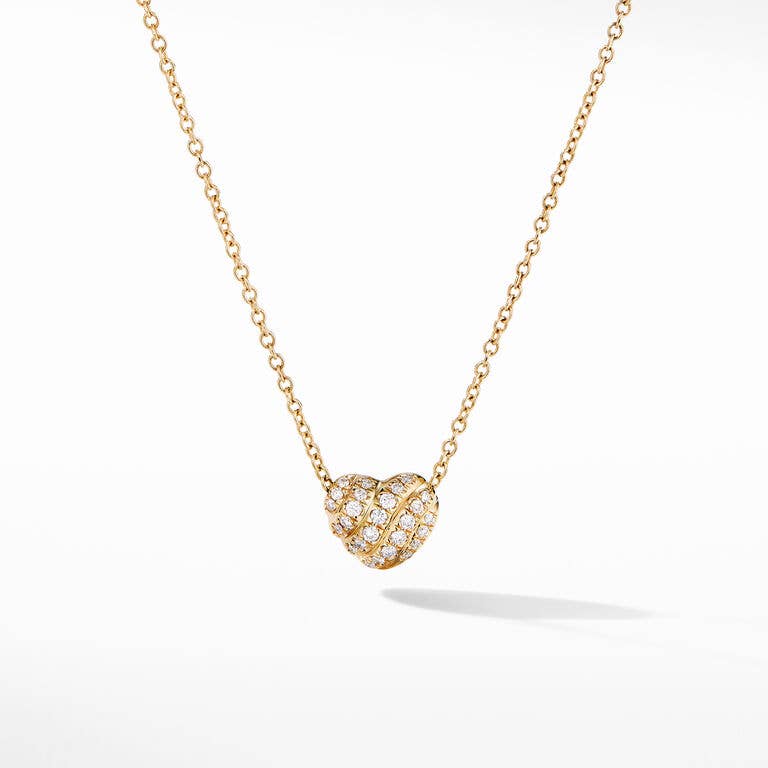 Cable Collectibles Heart Pendant Necklace In 18k Yellow Gold With Pave Diamonds David Yurman Cable Collectibles Heart Pendant Necklace In 18k Yellow Gold With Pave Diamonds David Yurman