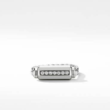 Lexington Barrel Ring in Sterling Silver with Pavé Diamonds