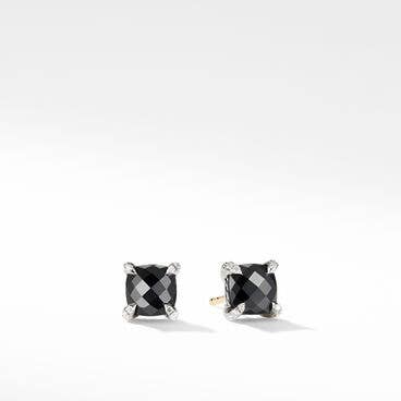 Petite Chatelaine® Stud Earrings in Sterling Silver with Black Onyx and Pavé Diamonds