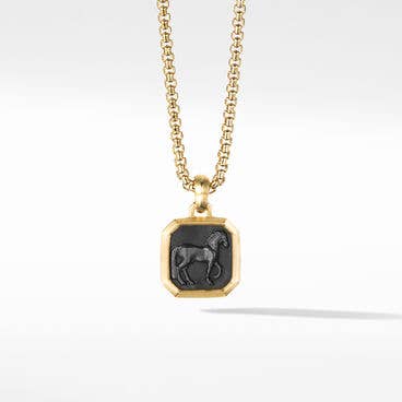 Petrvs® Horse Amulet in 18K Yellow Gold with Black Onyx