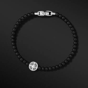 Spiritual Beads Compass Bracelet in Sterling Silver with Black Onyx