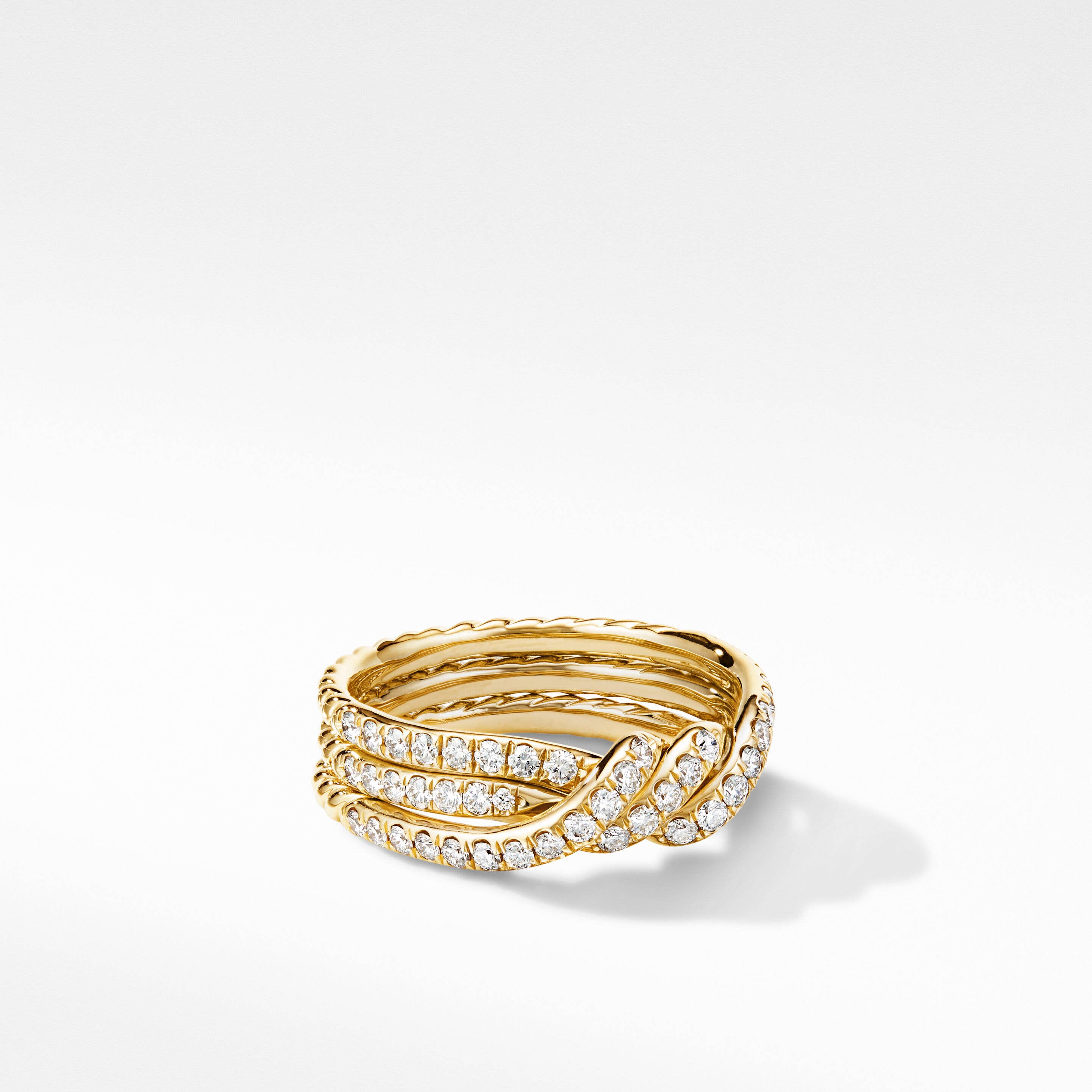 Continuance® Three Row Band Ring in 18K Yellow Gold with Pavé Diamonds