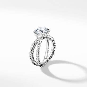 DY Crossover Cable Engagement Ring in Platinum, Cushion 