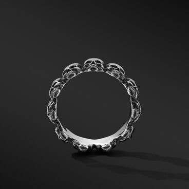 Memento Mori Skull Band Ring in Sterling Silver
