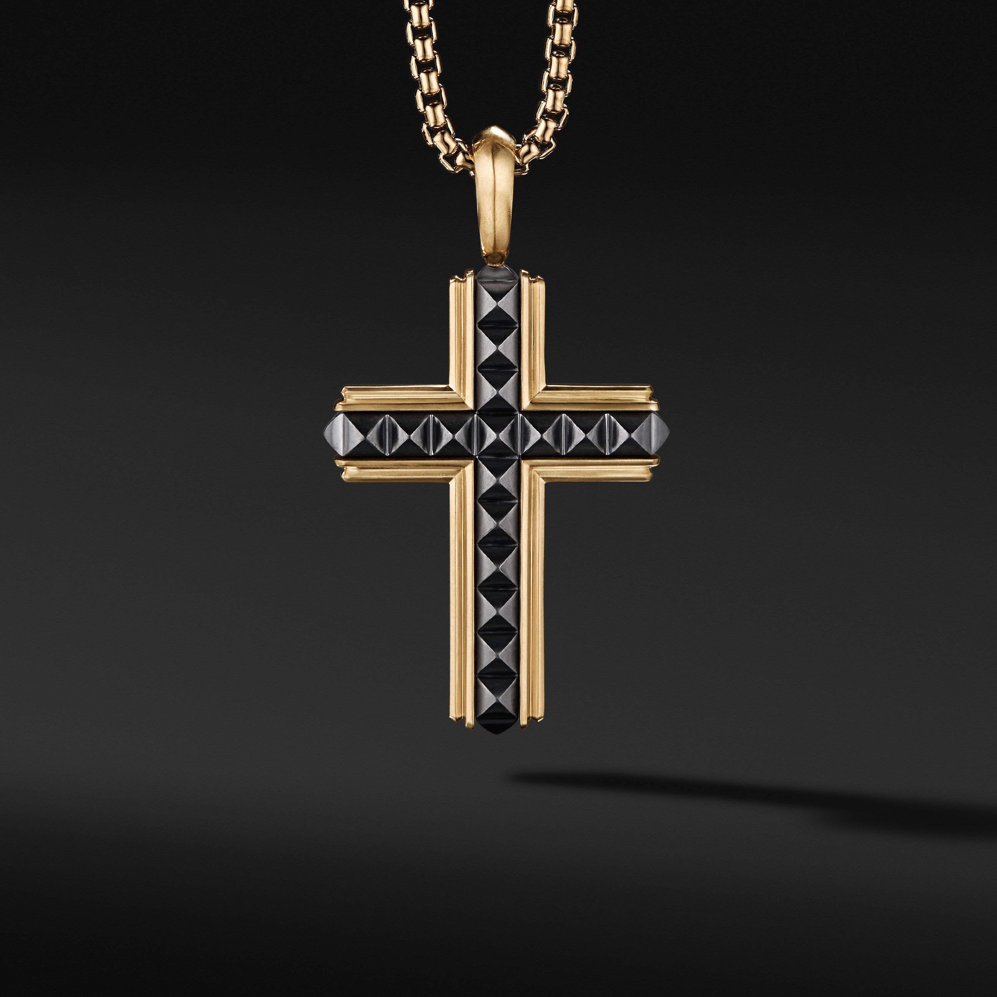 Pyramid Cross in Black Titanium with 18K Yellow Gold