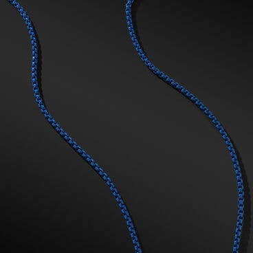 Box Chain Necklace in Sterling Silver with Blue Stainless Steel, 2.7mm