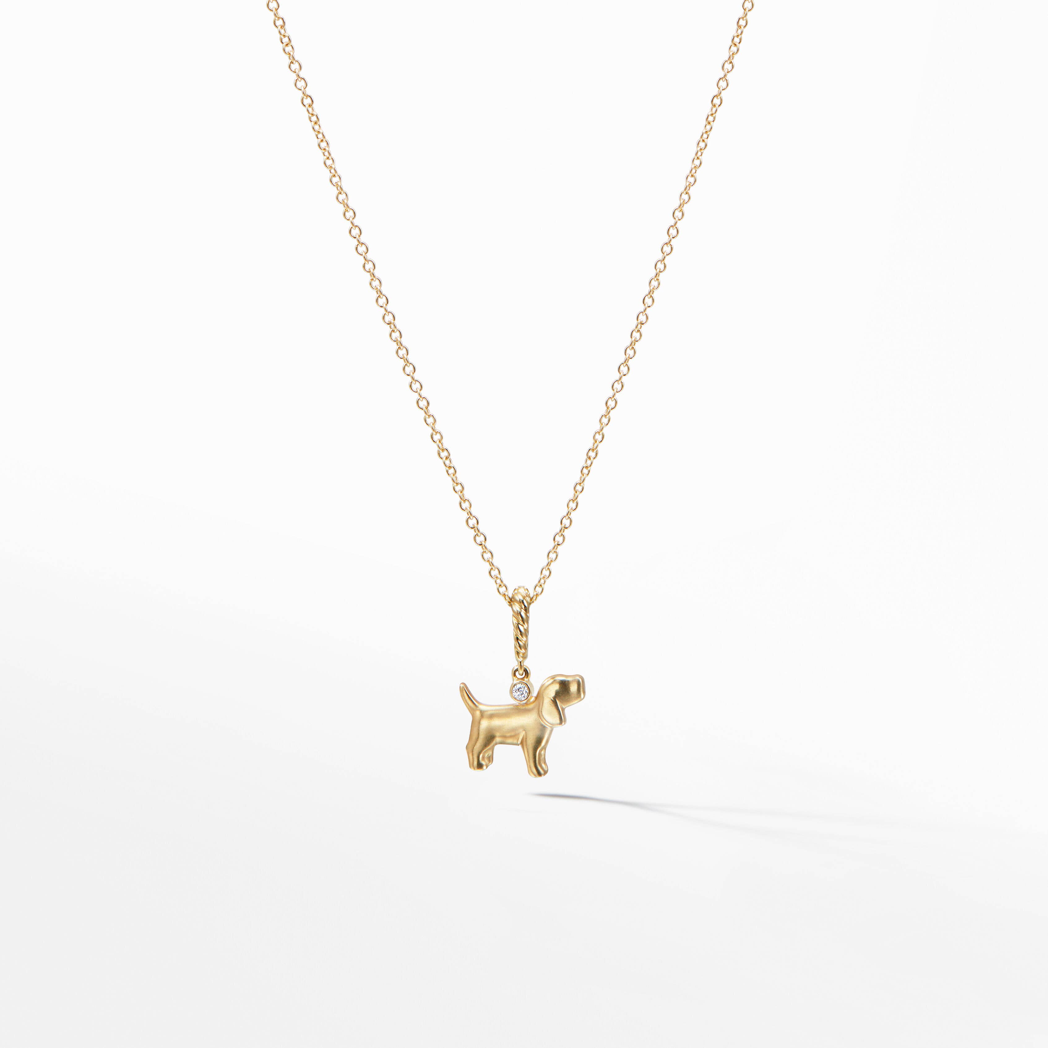 Cable Collectibles® Kids Dog Necklace in 18K Yellow Gold with Diamond