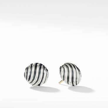 Sculpted Cable Stud Earrings in Sterling Silver