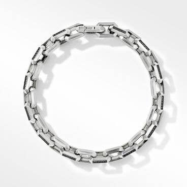 Heirloom Chain Link Bracelet in Sterling Silver with Pavé Black Diamonds
