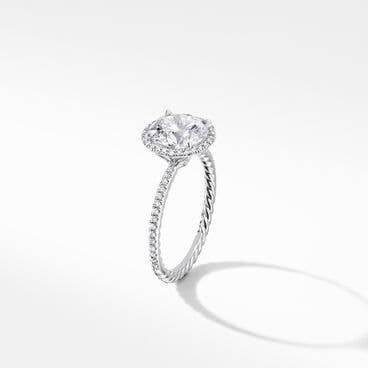 DY Eden Pavé Halo Engagement Ring in Platinum, Round
