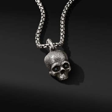 Memento Mori Skull Amulet with Pavé Black Diamonds