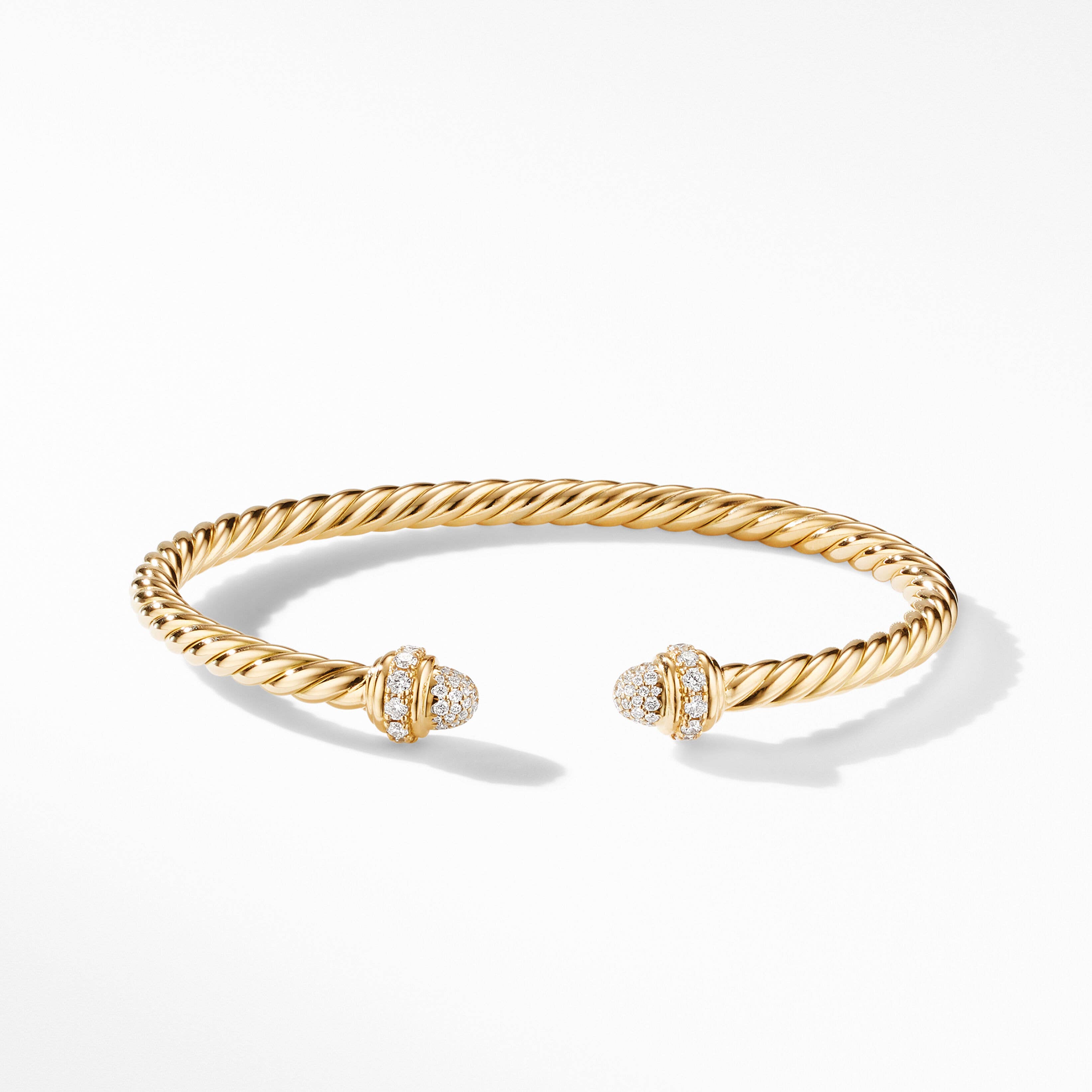 Cablespira Bracelet in 18K Yellow Gold with Pavé, 4mm