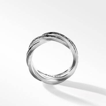 DY Helios™ Band Ring in Sterling Silver with Pavé Black Diamonds