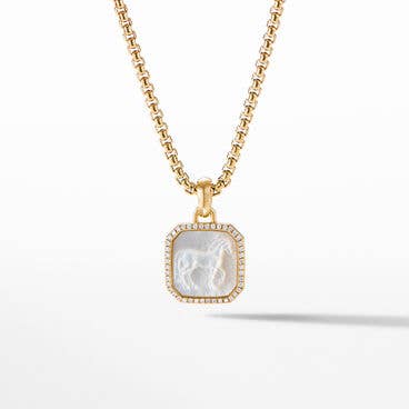 Petrvs® Horse Amulet in 18K Yellow Gold with Mother of Pearl and Pavé Diamonds