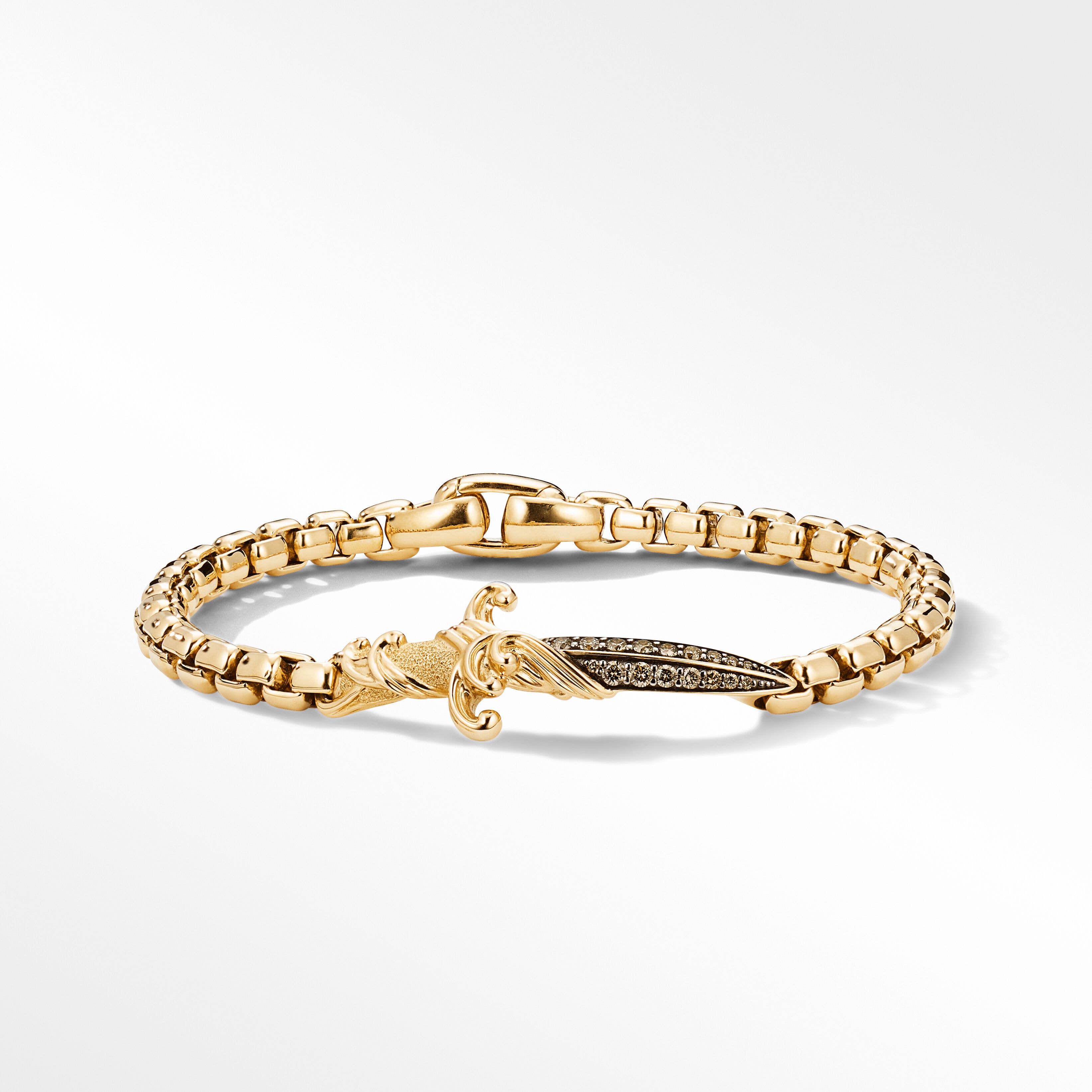 Waves Dagger Bracelet in 18K Yellow Gold with Pavé Cognac Diamonds