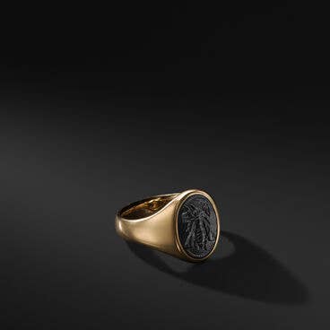 Petrvs® Bee Pinky Ring in 18K Yellow Gold with Black Onyx