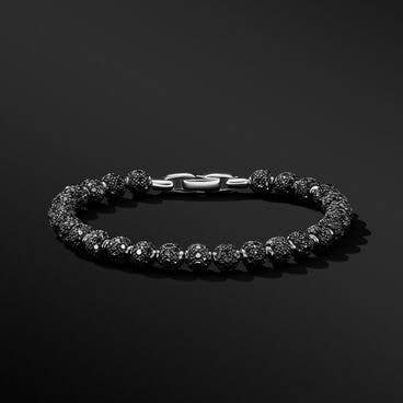 Spiritual Beads Bracelet with Pavé Black Diamonds and Platinum