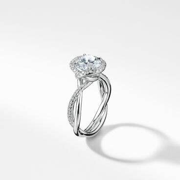 DY Infinity Half Pavé Halo Engagement Ring in Platinum, Round