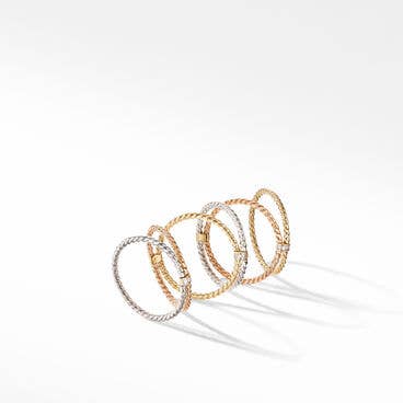 DY Origami Six Row Cable Ring in 18K Gold with Pavé Diamonds