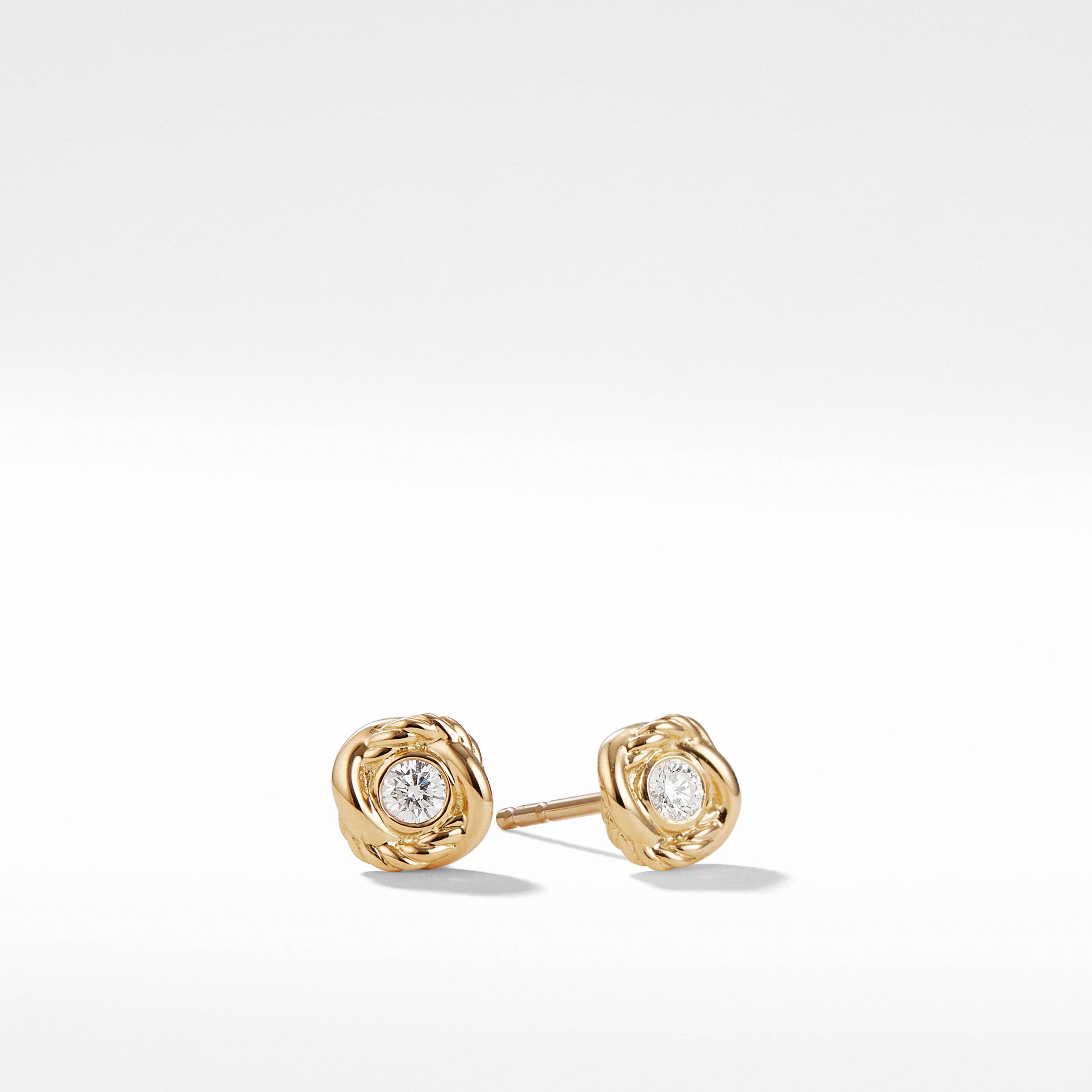 Infinity Stud Earrings in 18K Yellow Gold with Diamonds