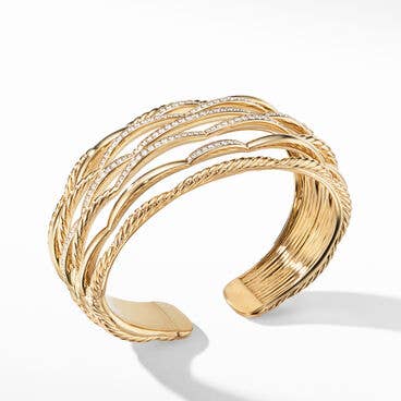 Tides Cuff Bracelet in 18K Yellow Gold with Pavé Diamonds