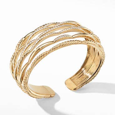 Tides Cuff Bracelet in 18K Yellow Gold with Pavé Diamonds