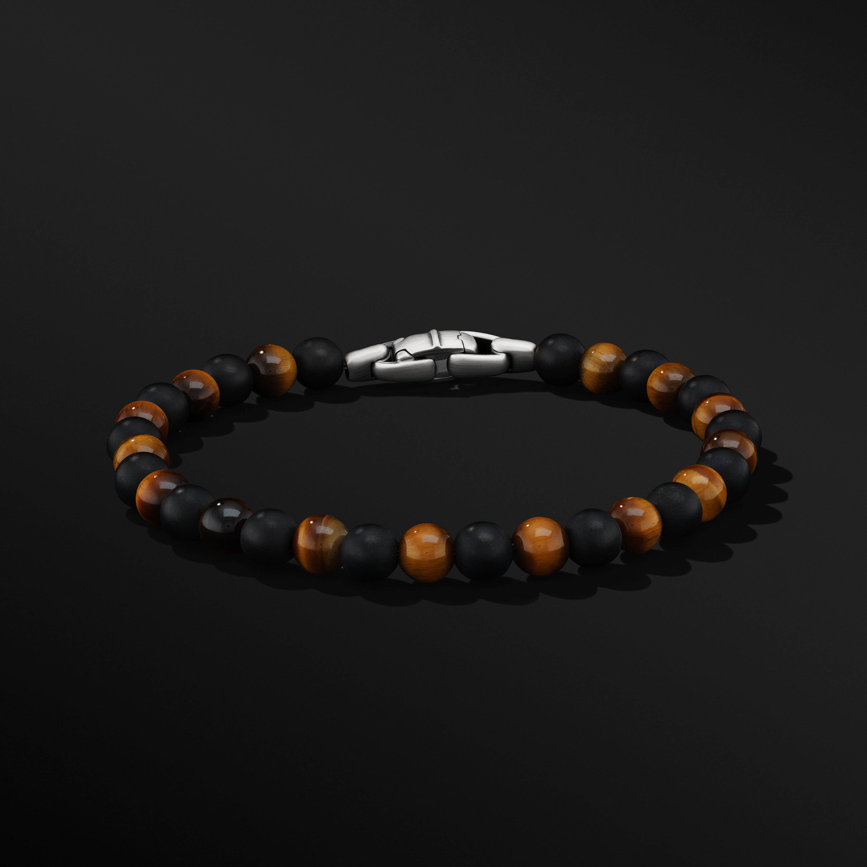 Spiritual Beads Alternating Bracelet with Black Onyx and Tiger's Eye
