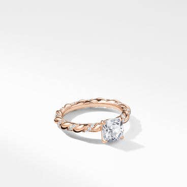 DY Unity Pavé Engagement Ring in 18K Rose Gold, Cushion