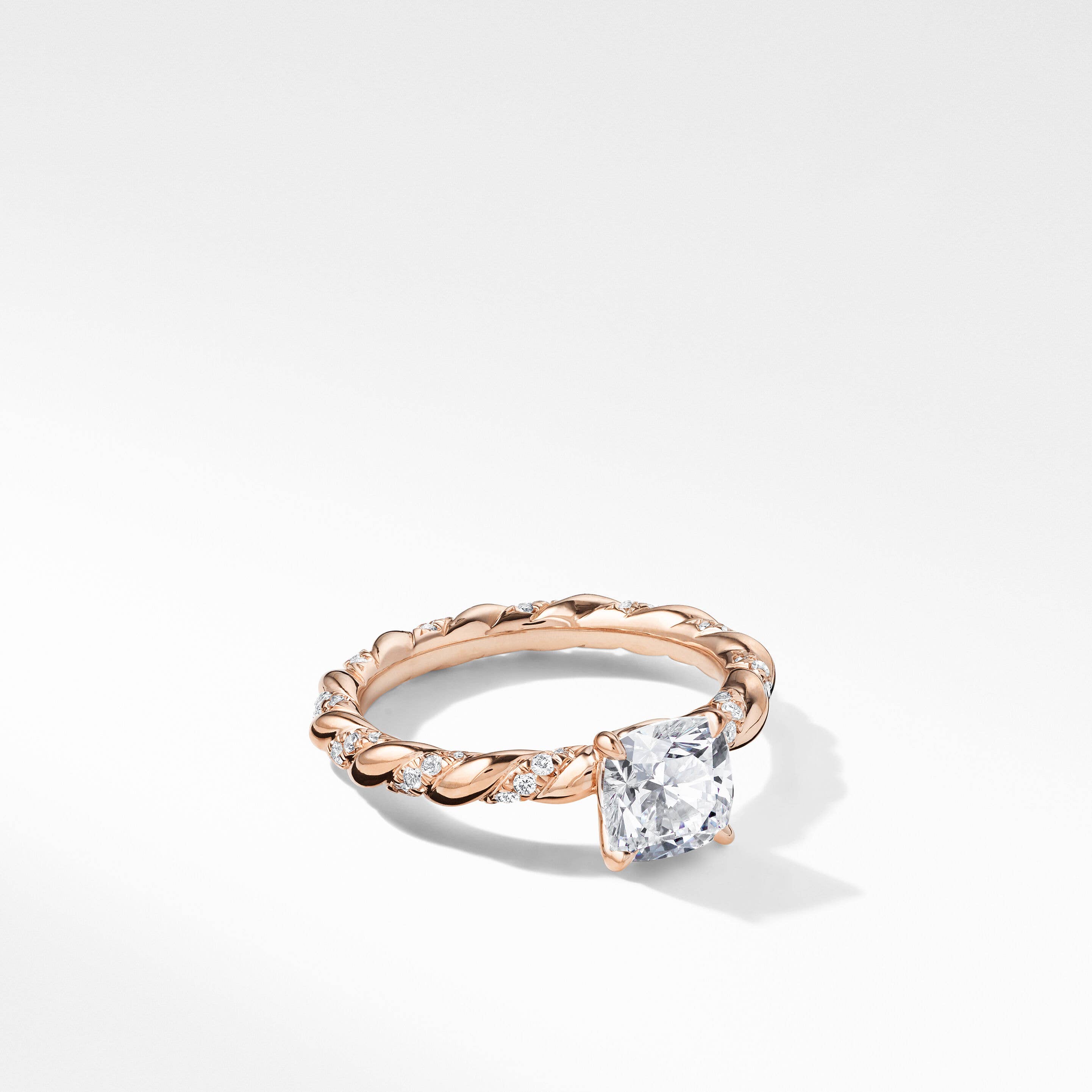 DY Unity Pavé Engagement Ring in 18K Rose Gold, Cushion