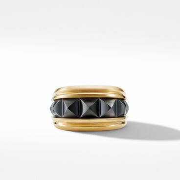 Pyramid Signet Ring in Black Titanium with 18K Yellow Gold
