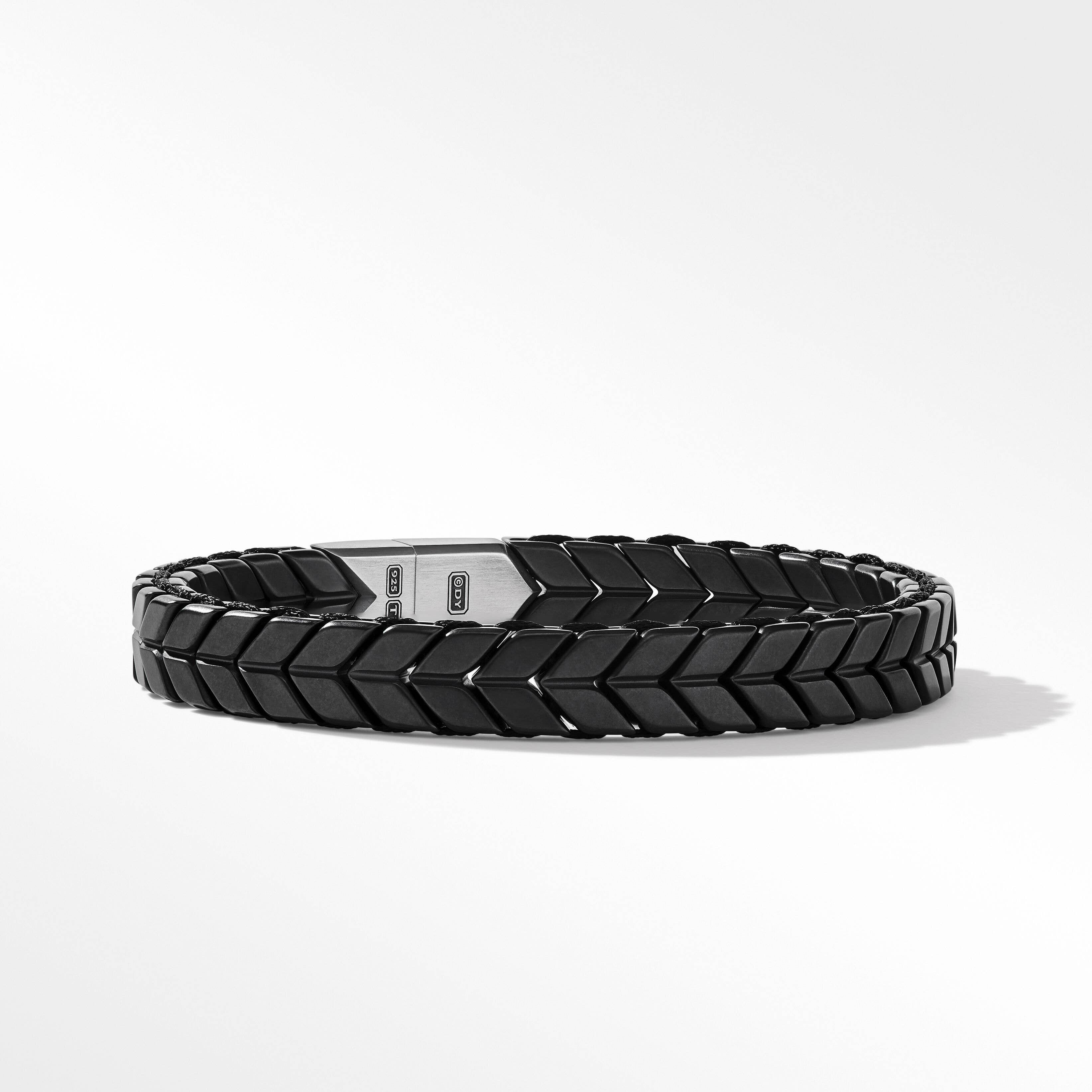 Chevron Woven Bracelet in Black Titanium