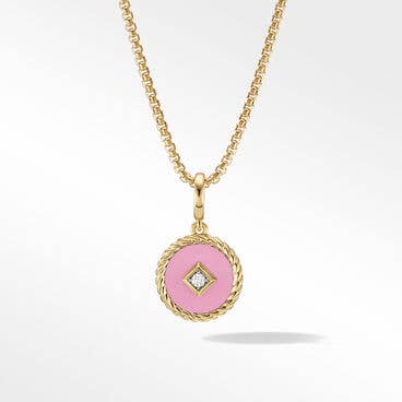 Cable Collectibles® Blush Enamel Charm in 18K Yellow Gold with Center Diamond