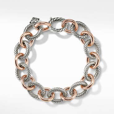 Oval Link Chain Bracelet in Sterling Silver with 18K Rose Gold