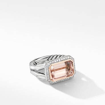 Novella Ring with Morganite, Pavé Diamonds and 18K Rose Gold