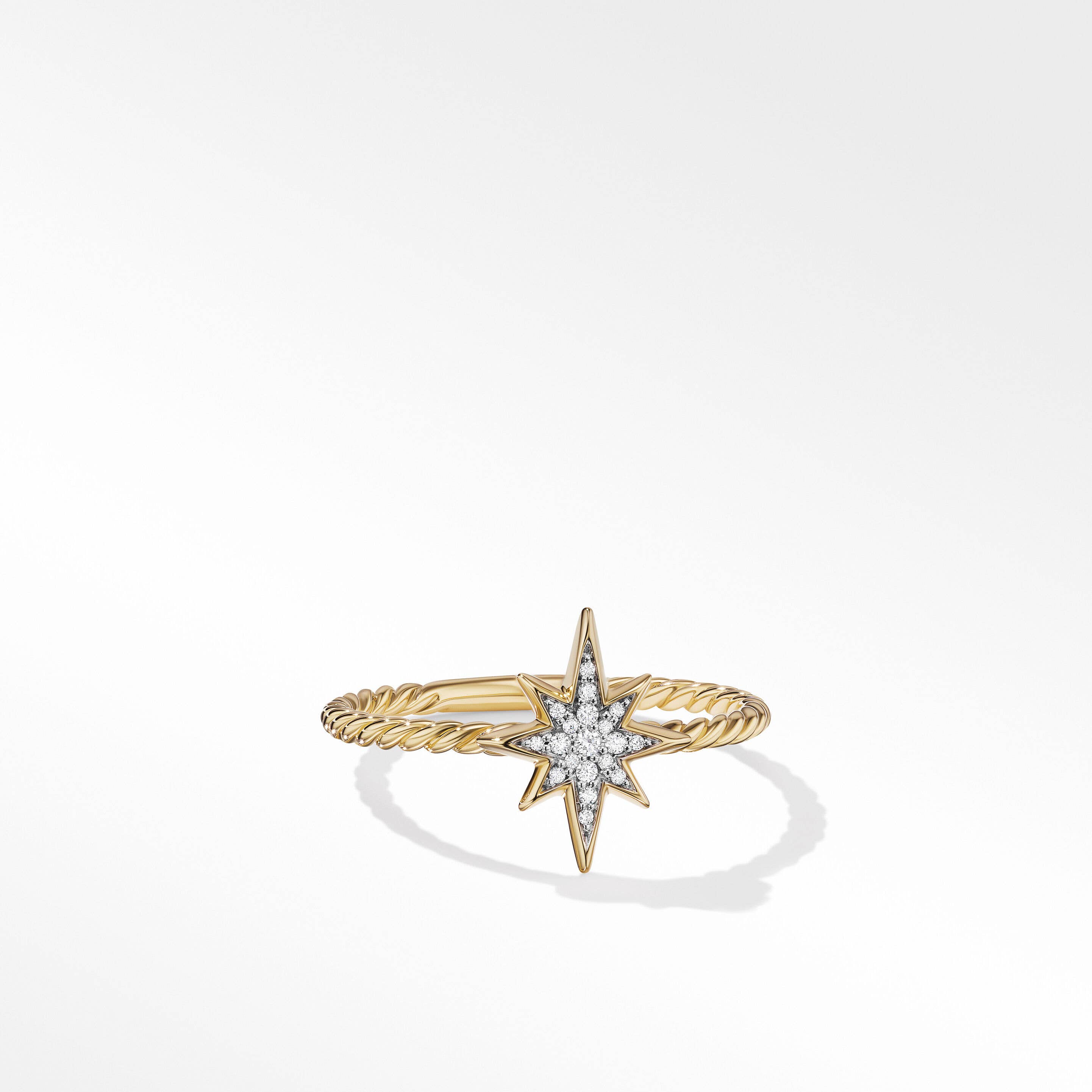 Cable Collectibles North Star Stack Ring in 18K Yellow Gold with Diamonds, 12mm