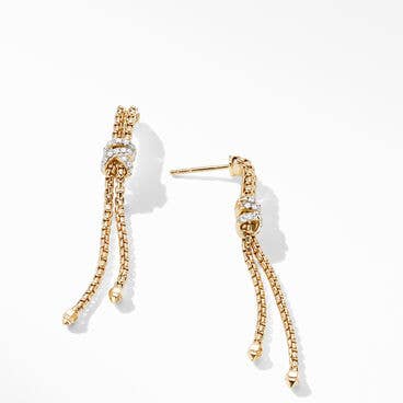 Helena Box Chain Drop Earrings in 18K Yellow Gold with Pavé Diamonds