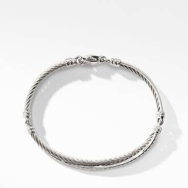 Crossover Linked Bracelet in Sterling Silver with Pavé Diamonds