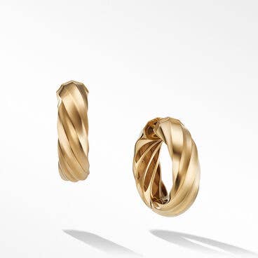 Cable Edge™ Hoop Earrings in Recycled 18K Yellow Gold
