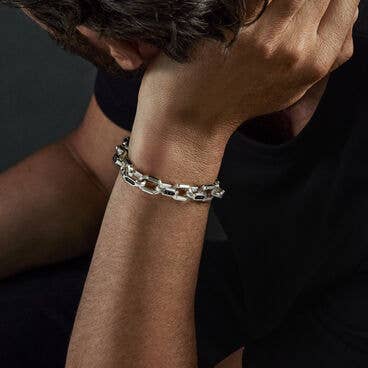 Hex Chain Link Bracelet with Pavé Black Diamonds