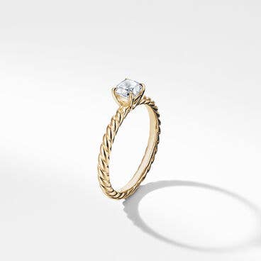DY Unity Cable Petite Engagement Ring in 18K Yellow Gold, Cushion