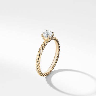 DY Unity Cable Petite Engagement Ring in 18K Yellow Gold, Cushion