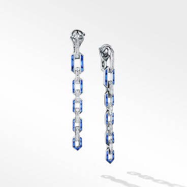 Stax Chain Link Drop Earrings in White Gold with Diamonds