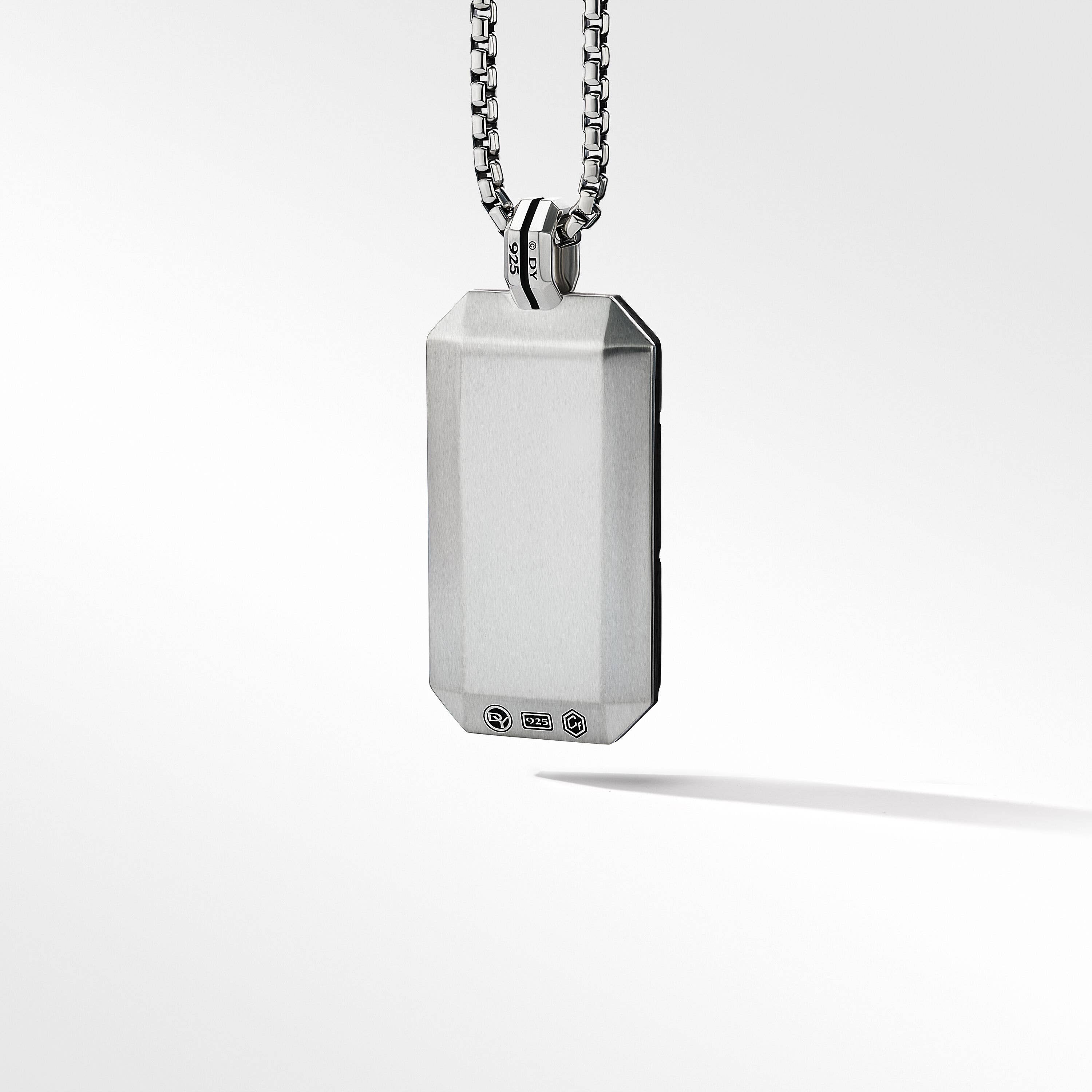 Forged Carbon Tag in Sterling Silver Forged Carbon Tag in Sterling Silver