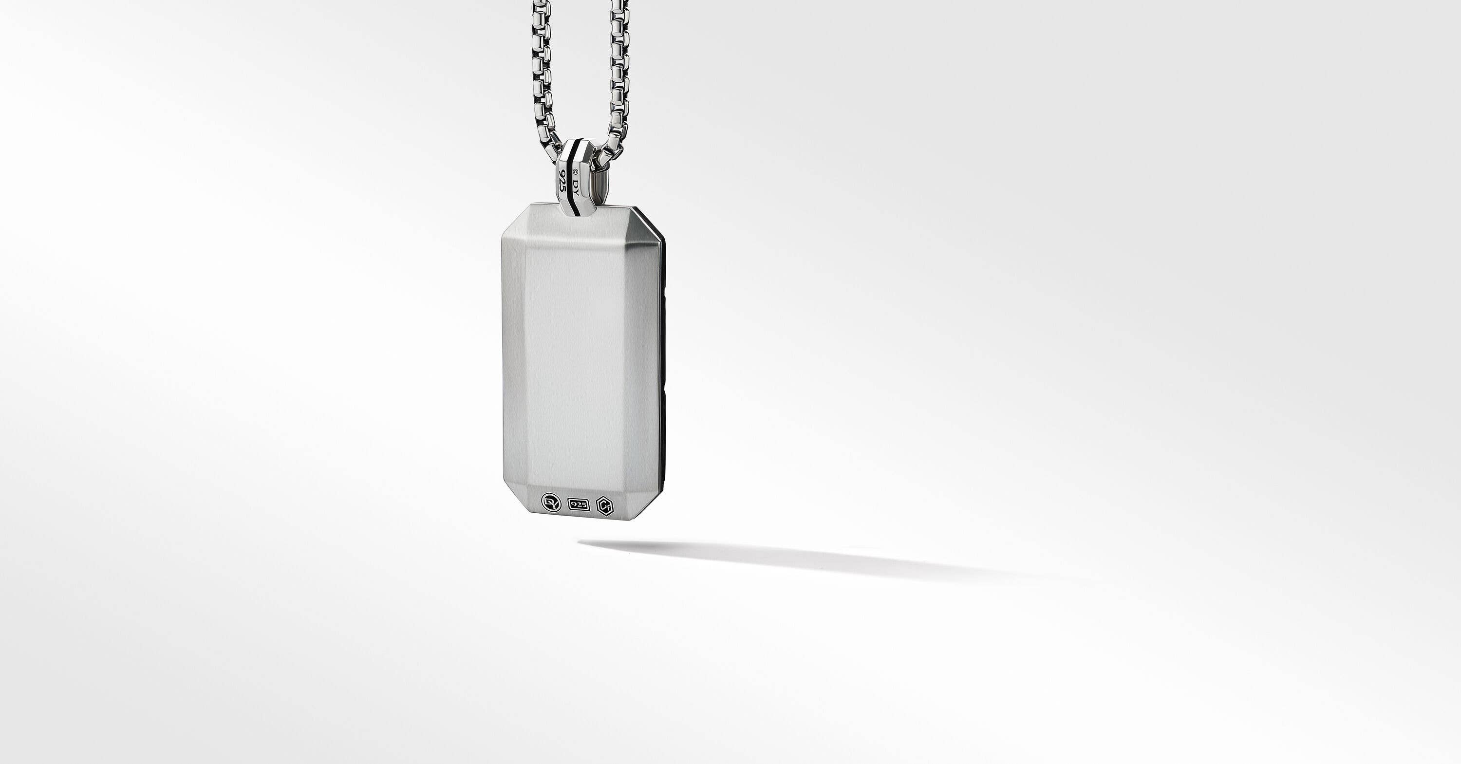 Forged Carbon Tag in Sterling Silver Forged Carbon Tag in Sterling Silver