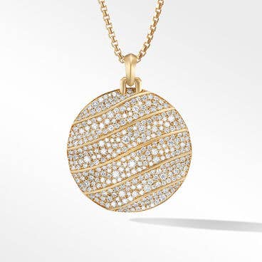 Cable Edge® Pendant in Recycled 18K Yellow Gold with Full Pavé Diamonds