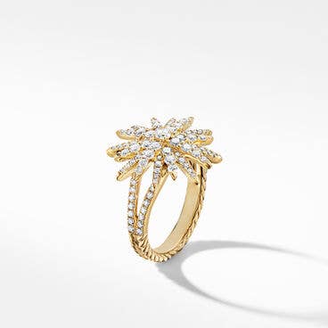 Starburst Ring in 18K Yellow Gold with Full Pavé Diamonds